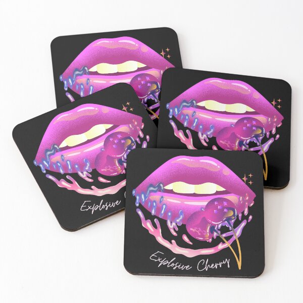 Item preview, Cherry explosive, multicolor illustration of seductive lips with cherry lipstick. designed and sold by Malogue.