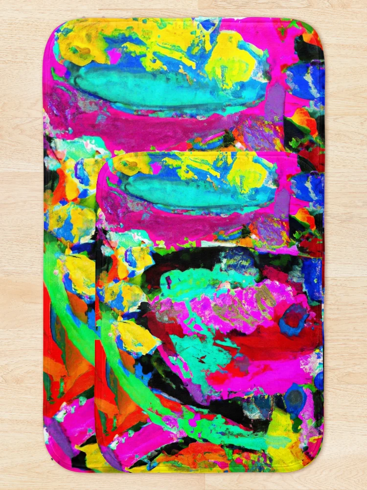 Thumbnail 5 of 6, Bath Mat, Multicolor Abstract Expression Pattern designed and sold by inquestyle.