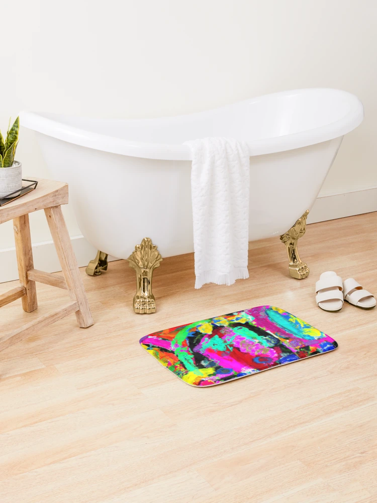 Thumbnail 2 of 6, Bath Mat, Multicolor Abstract Expression Pattern designed and sold by inquestyle.