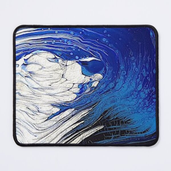 Item preview, Abstract Fluid Art Blue Silver designed and sold by EFrancisArt.