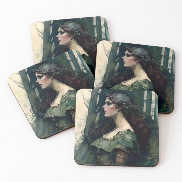 Item preview, Damsel Joan Touched By the Wild Pre Raphaelite Inspired Medieval Maiden  designed and sold by CGSGraphics.