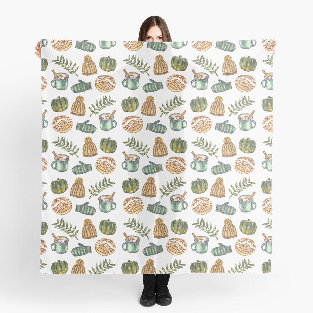 Watercolor Winter Objects Scarf