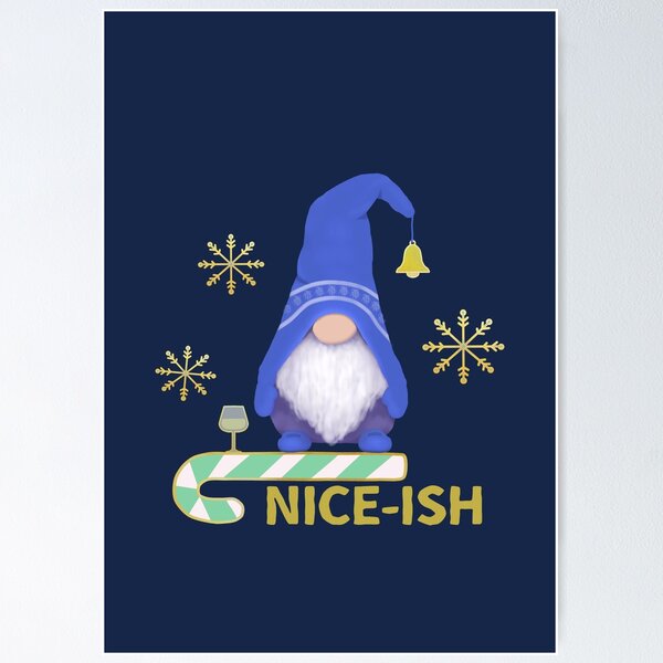 Item preview, Niceish Nice Naughty List Gnome Drawing - Merry Christmas Funny Gnome Naughty List designed and sold by ViewerEqualsPhoton.