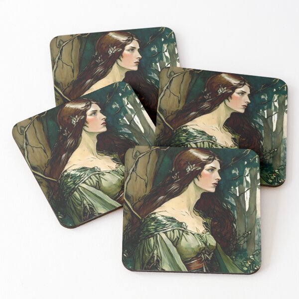 Item preview, Damsel Anna Touched By the Hunt Pre Raphaelite Inspired Medieval Maiden  designed and sold by CGSGraphics.