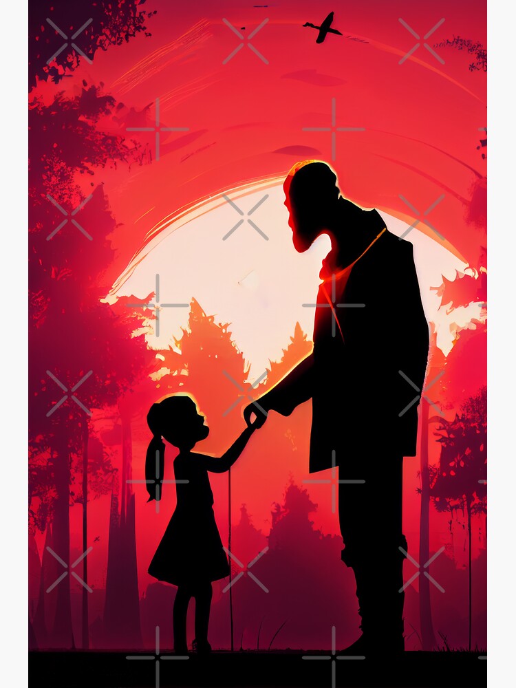 Silhouette father with daughter back Royalty Free Vector