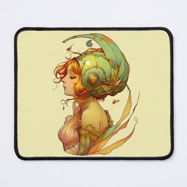 Item preview, Garden Girl With A Snail Inspired Fantasy Headwear Art Nouveau Illustration designed and sold by entwithanaxe.