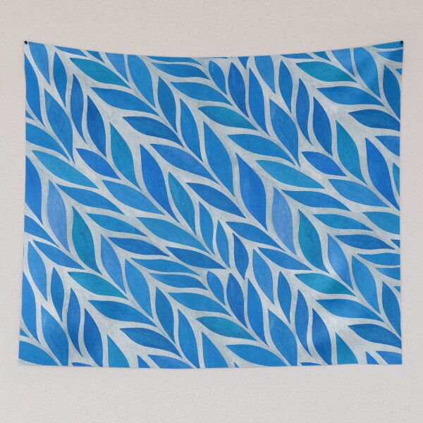 Item preview, Blue abstract leaves on textured gray background designed and sold by IrinaIkar.