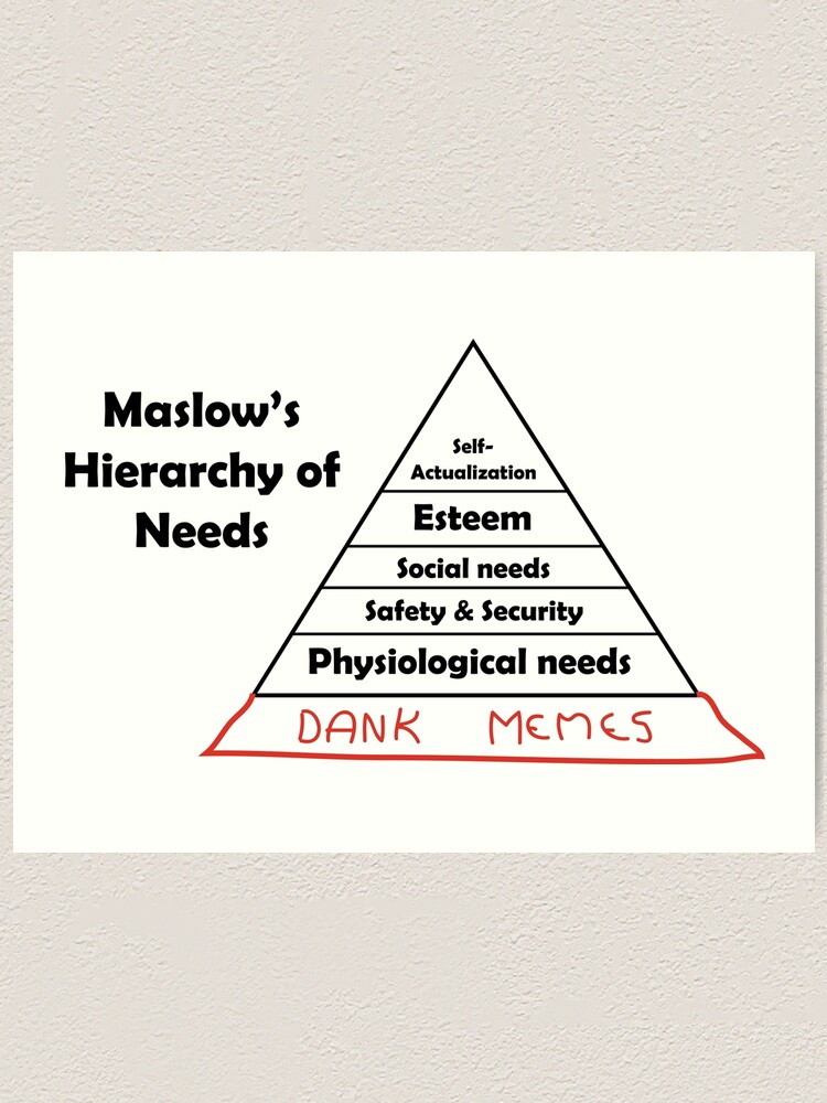 Maslow S Hierarchy Of Dank Memes Art Print By Money4yeezys Redbubble