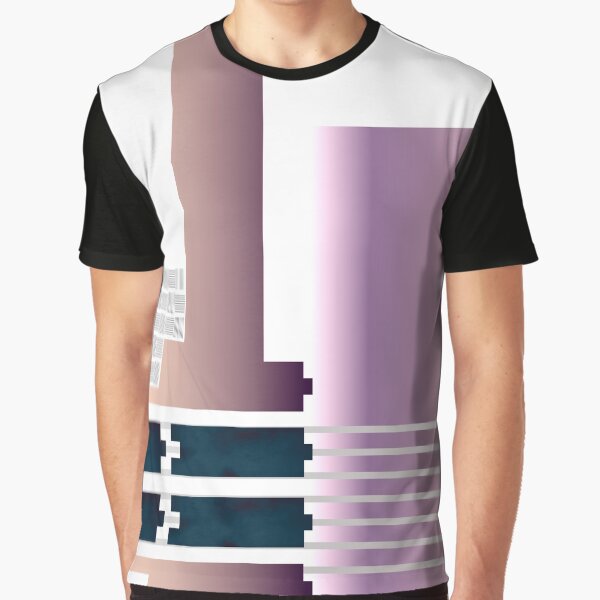 Minimalist Gradient Geometric Interlocking Abstract Structures Graphic T-Shirt