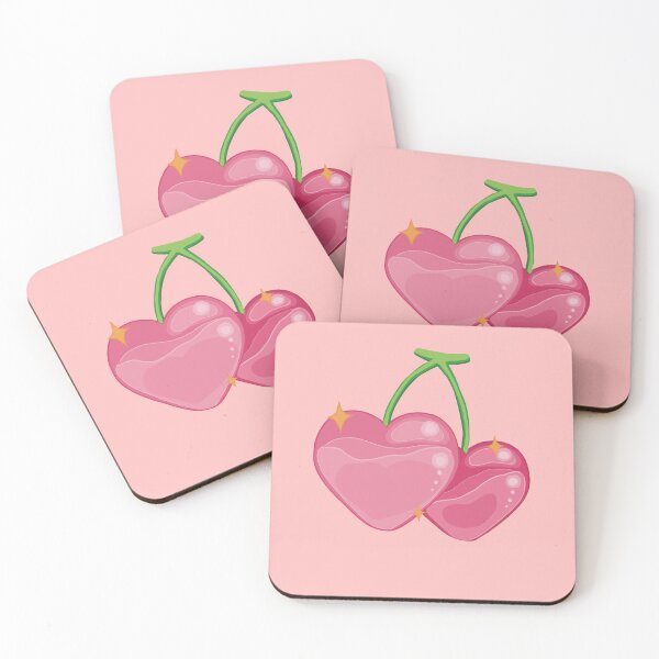 Item preview, Cartoon Pink Cherry Hearts sticker designed and sold by Abyssalbee.