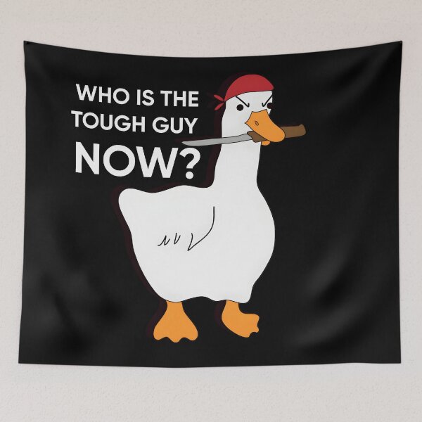 Item preview, White Who Is The Tough Guy Now Angary Duck With Knife With Some Reasoning designed and sold by PingyFlower.