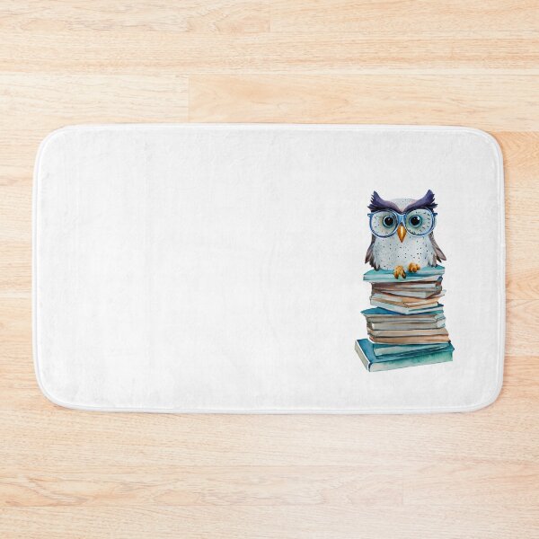 Item preview, Colorful Watercolor Whimsical Owl with Glasses Sitting and Books - Pastel Owl Art 4 designed and sold by Cawaiico.
