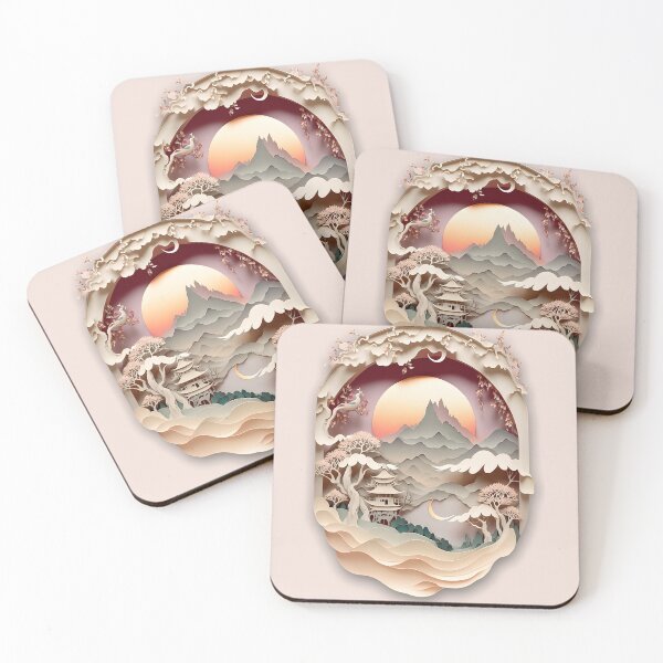 Item preview, Fantasy Sunset Landscape Paper Cut designed and sold by surfsprite.