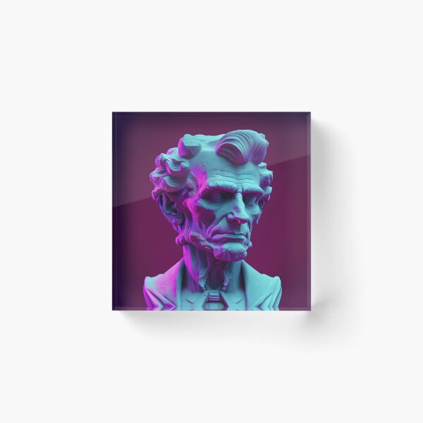 Item preview, Abraham Lincoln statue vaporwave designed and sold by CustomPrintHub.