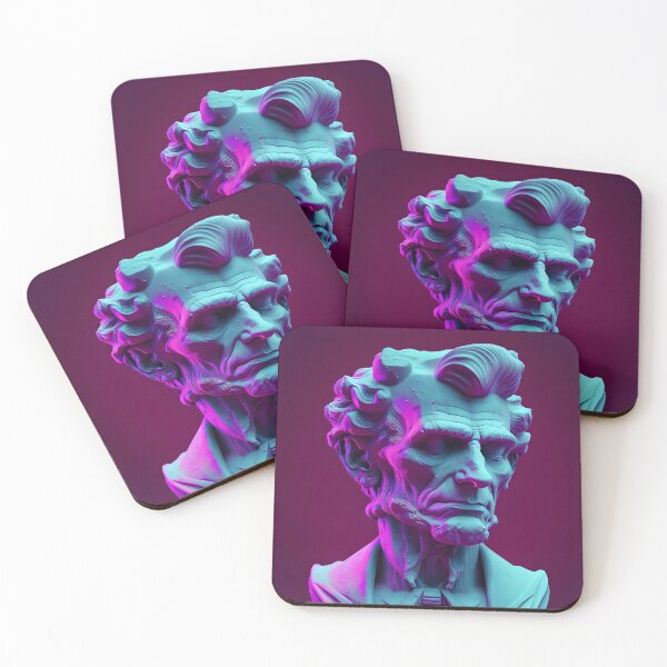Item preview, Abraham Lincoln statue vaporwave designed and sold by CustomPrintHub.