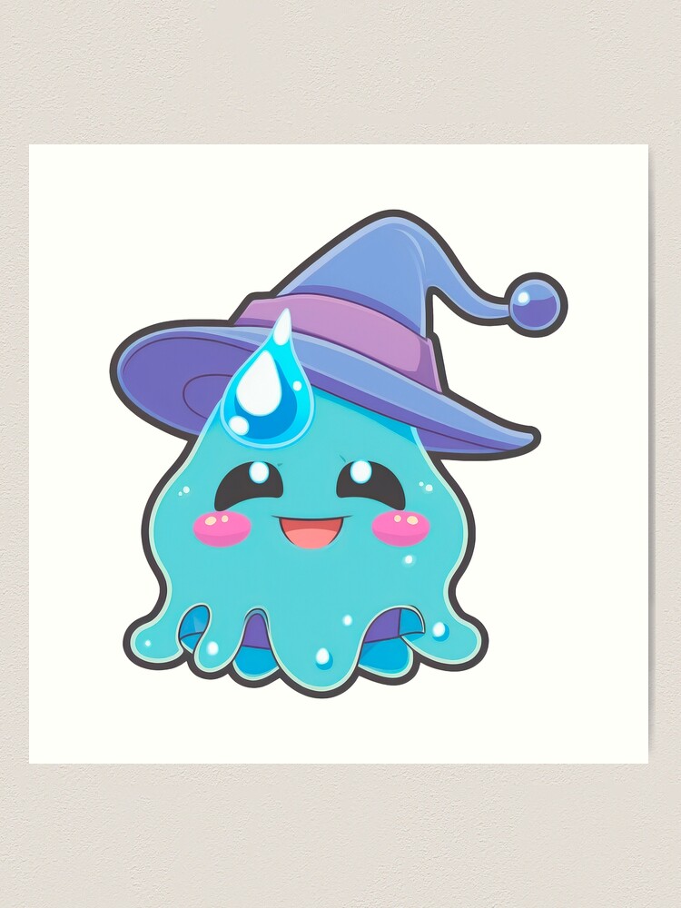 Cute Kawaii Cartoon Mage Slime Art Print for Sale by AI Gallery