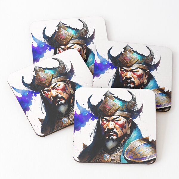 Item preview, Genghis Khan portrait in watercolor designed and sold by IkonixArt.