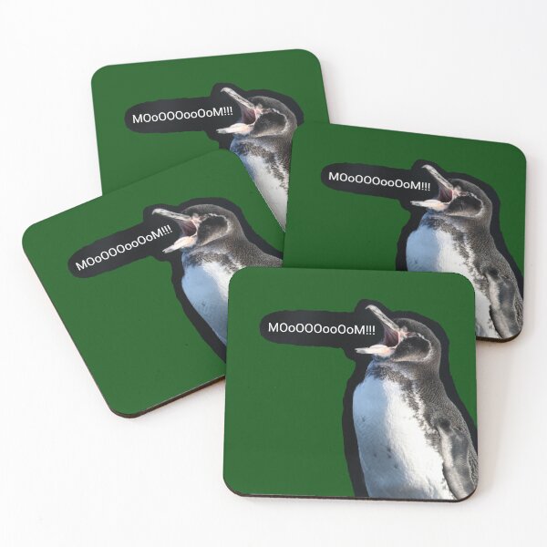 Item preview, Galapagos Penguin calls for Mom (Dark Green #014606 background)  designed and sold by SBPenguins.