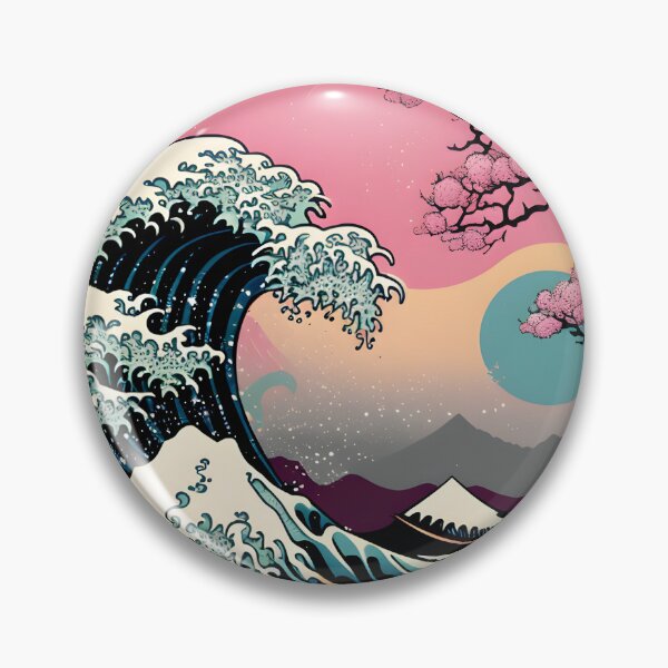 Item preview, The Great Wave off Kanagawa vaporwave designed and sold by CustomPrintHub.