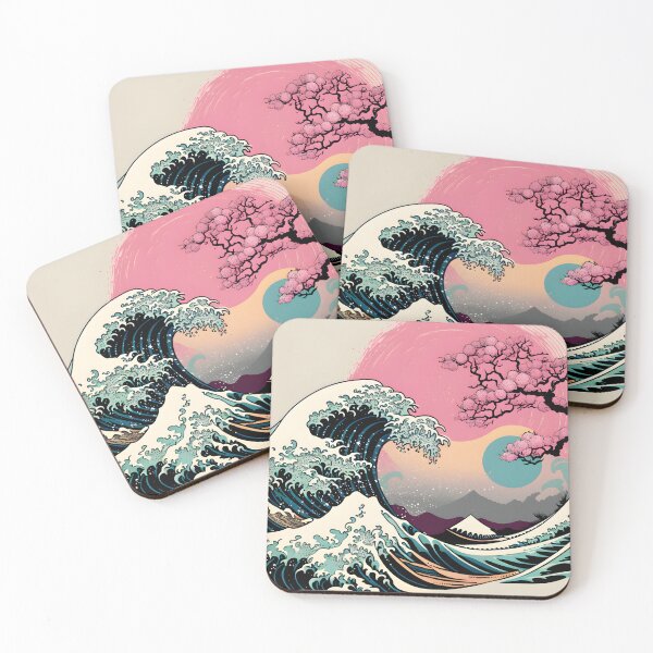 Item preview, The Great Wave off Kanagawa vaporwave designed and sold by CustomPrintHub.
