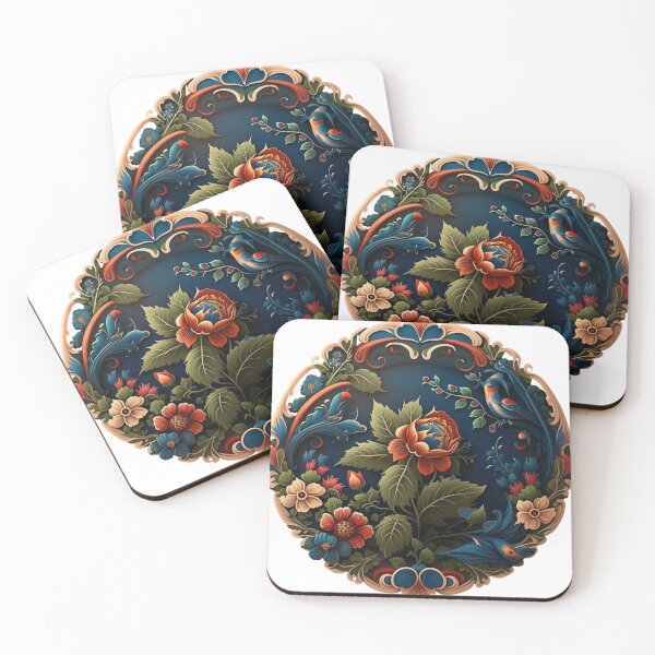 Item preview, Norwegian Blue Telemark Rosemaling ,Rosemaling Blue and Red ,blue birds designed and sold by bestsalernow.