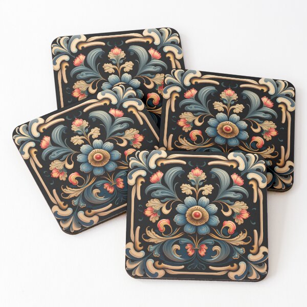 Item preview, Norwegian Blue Telemark Rosemaling ,Rosemaling Blue and Red ,blue birds designed and sold by bestsalernow.