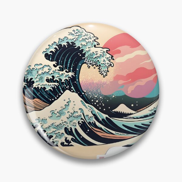 Item preview, The Great Wave off Kanagawa vaporwave designed and sold by CustomPrintHub.