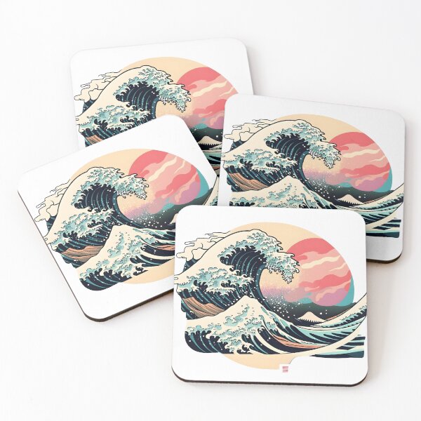Item preview, The Great Wave off Kanagawa vaporwave designed and sold by CustomPrintHub.