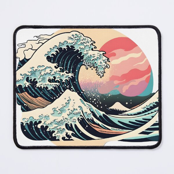 Item preview, The Great Wave off Kanagawa vaporwave designed and sold by CustomPrintHub.