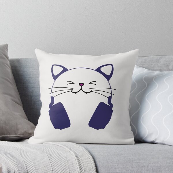 Item preview, cute cat design with music headphones designed and sold by Hafsacreations.