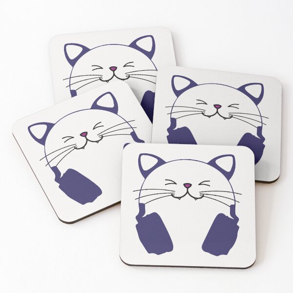 Item preview, cute cat design with music headphones designed and sold by Hafsacreations.