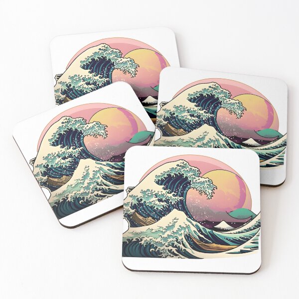 Item preview, The Great Wave off Kanagawa vaporwave designed and sold by CustomPrintHub.