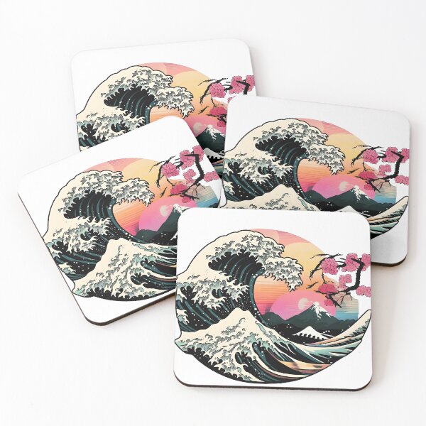 Item preview, The Great Wave off Kanagawa vaporwave designed and sold by CustomPrintHub.