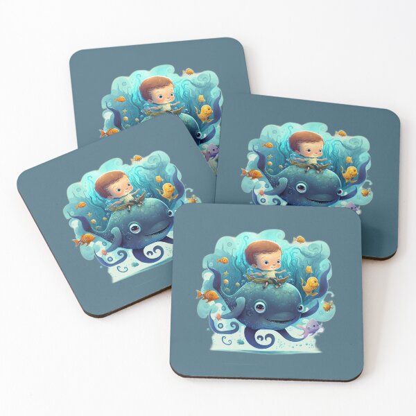 Item preview, Boy riding a fish underwater designed and sold by Paintograma.