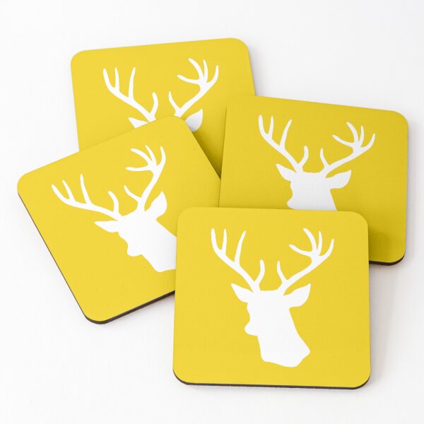 Item preview, Yellow Stag Deer Head Silhouette - Mustard Reindeer designed and sold by inspirationzgal.