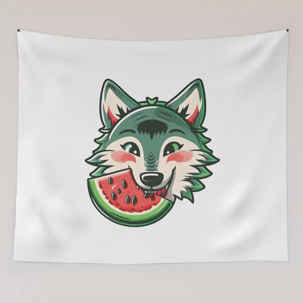 Item preview, Cute Wolf Eating A Watermelon Fruit designed and sold by PatternBestFan.