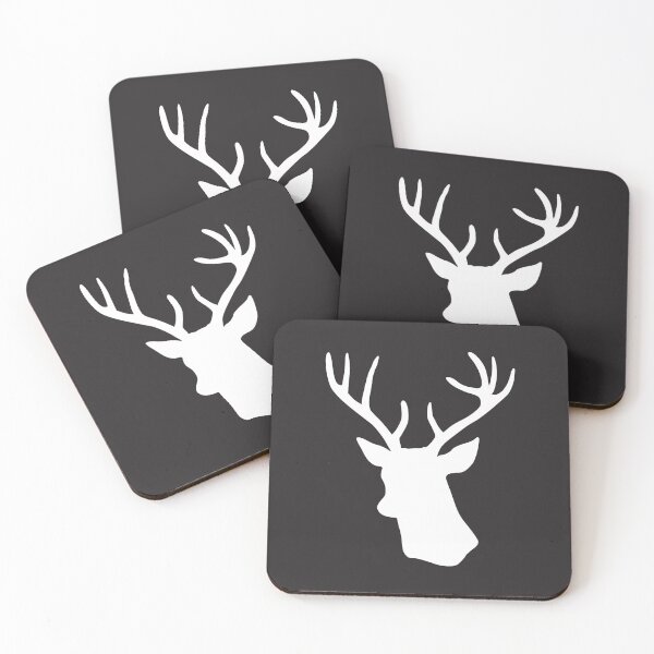 Item preview, Black Stag Deer Head Silhouette - Black and White Reindeer designed and sold by inspirationzgal.