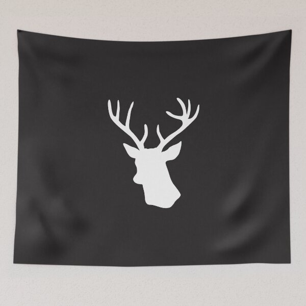 Item preview, Black Stag Deer Head Silhouette - Black and White Reindeer designed and sold by inspirationzgal.