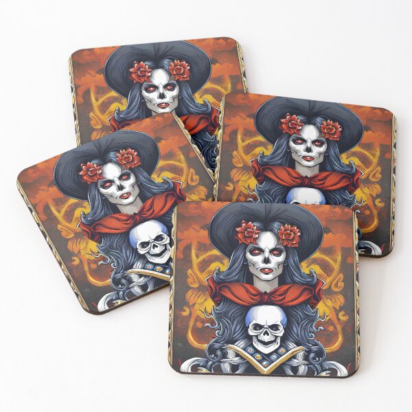 Item preview, Vibrant Lady of Death Illustration - Unique and Eye-catching Artwork designed and sold by ElLocoMus.