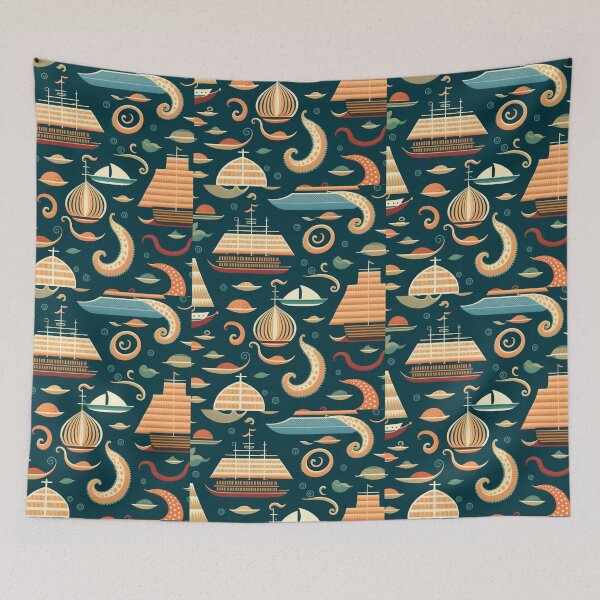 Item preview, Seamless Pattern, Kraken And Sea Creatures designed and sold by farhan20.