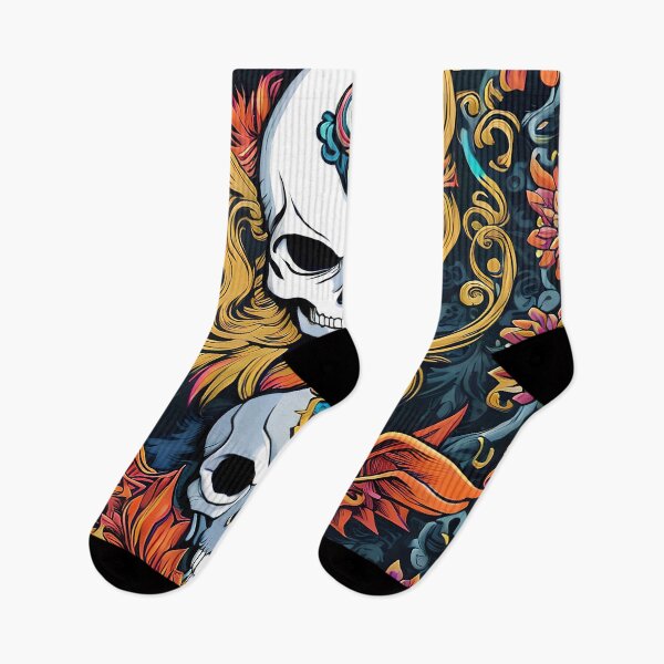 Item preview, Skull and Bones - A Vibrant Illustration of the Lady of Death designed and sold by ElLocoMus.
