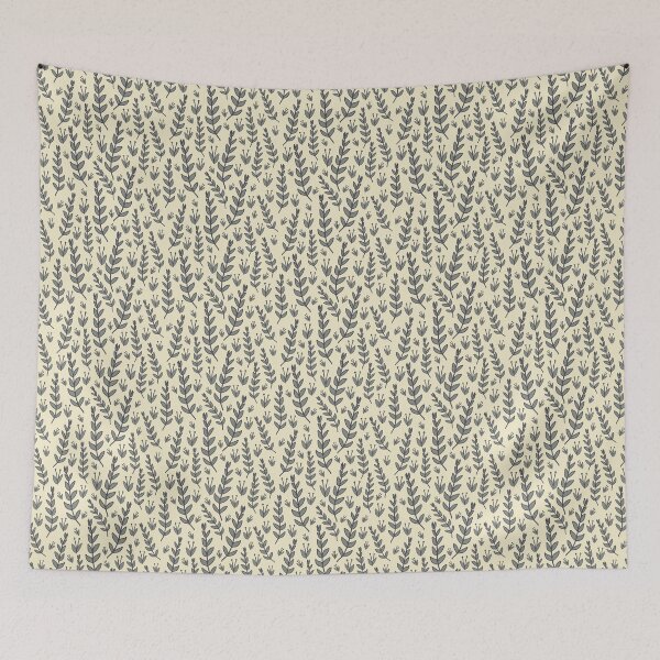 Item preview, Garden party leaves cream charcoal blue designed and sold by cezidesign.