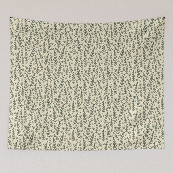 Item preview, Garden party leaves green charcoal cream designed and sold by cezidesign.