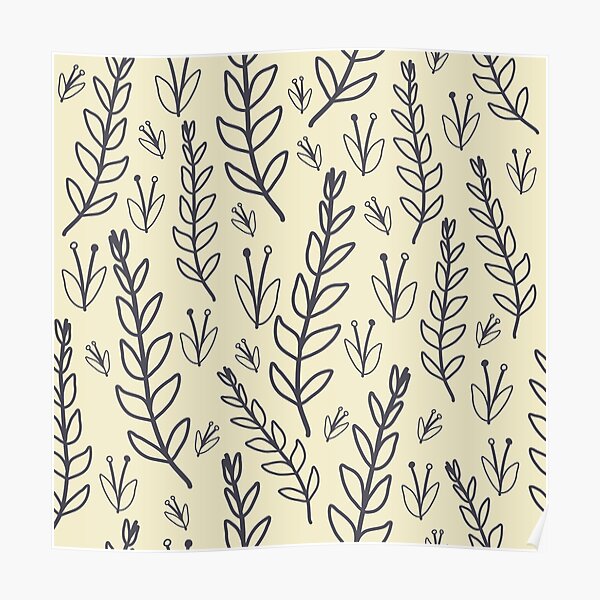 Garden party cream leaves Poster