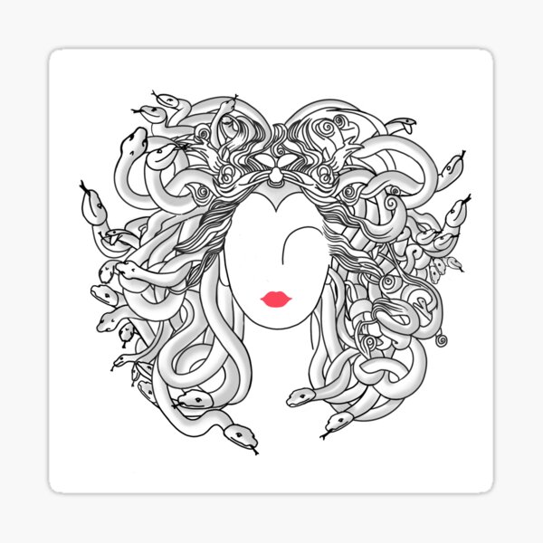 Medusa line art Sticker
