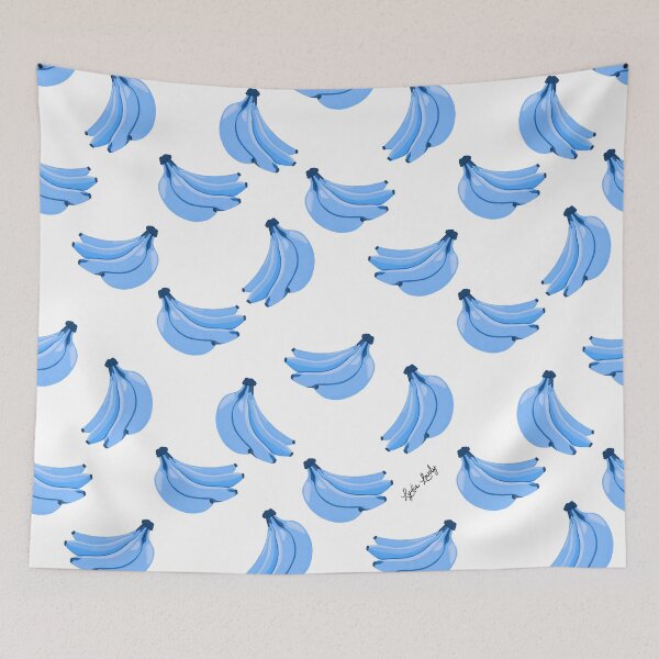 Artikelvorschau, Bananas pattern blue- white background entworfen und verkauft von Studio Lydia Lovely.