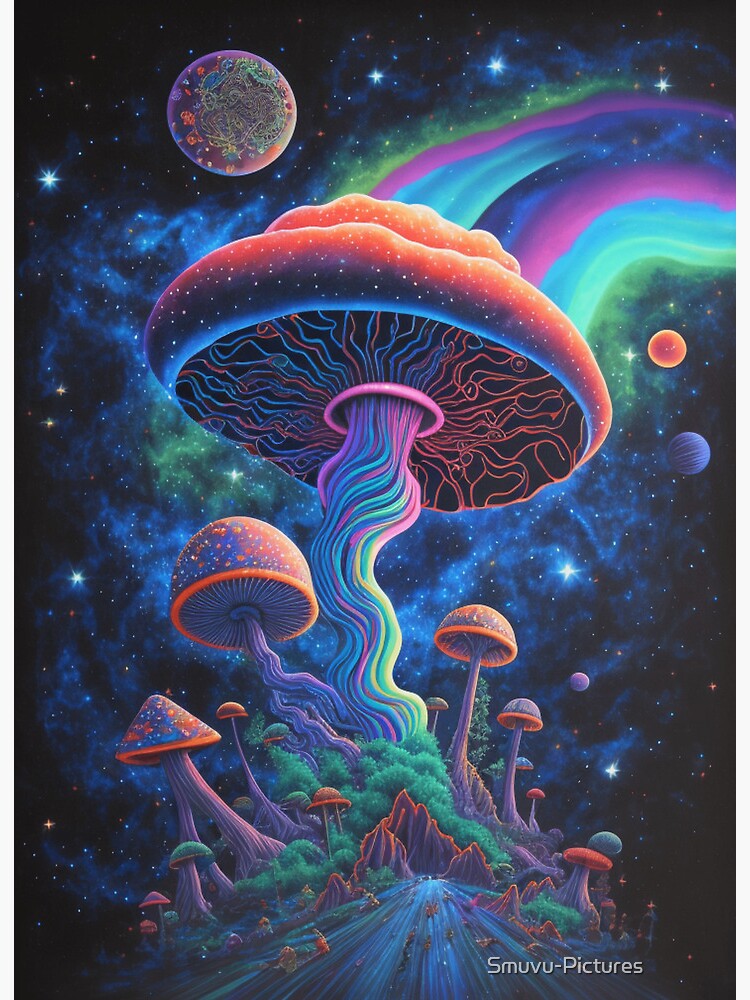 Magic Mushrooms In The Galaxy Art Board Print by Smuvu-Pictures
