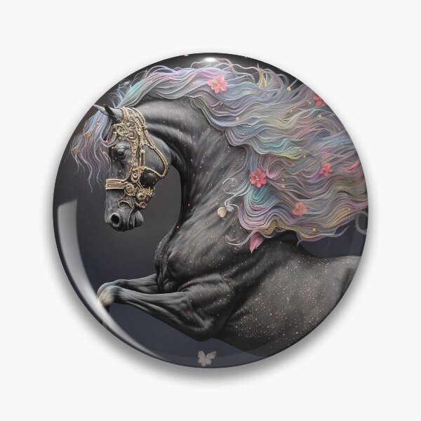 Item preview, Black Horse with Long Mane & Flowers T-Shirt designed and sold by candiscamera.