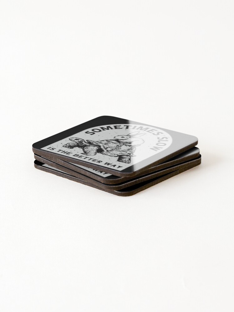 Thumbnail 4 of 5, Coasters (Set of 4), Rabbit Riding Slow Turtle designed and sold by EdStark.