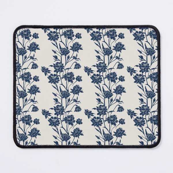 Item preview, Navy Blue Floral Trellis Pattern on Light Ivory, Smaller Scale (larger scale available) designed and sold by KShedenhelm.